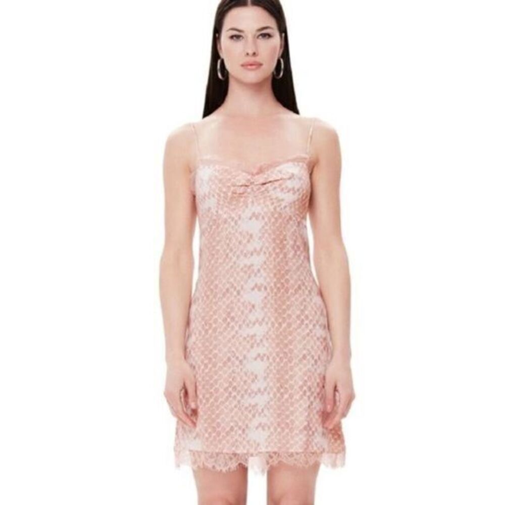 AFRM NWT Slip Pastel Pink Snake Print Mini Dress SIZE SMALL